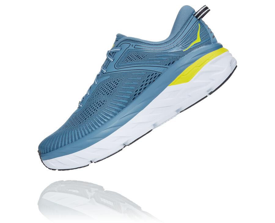 Running Shoes Mens - Hoka One One Bondi 7 - Blue - OJVZTYR-50